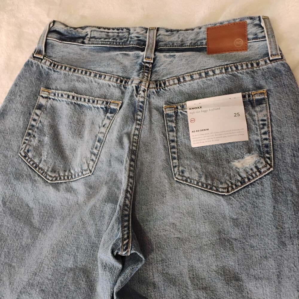 AG Adriano Goldschmied Knox High Rise Baggy Boyfriend Jeans Women 25R Distressed - Picture 11 of 12